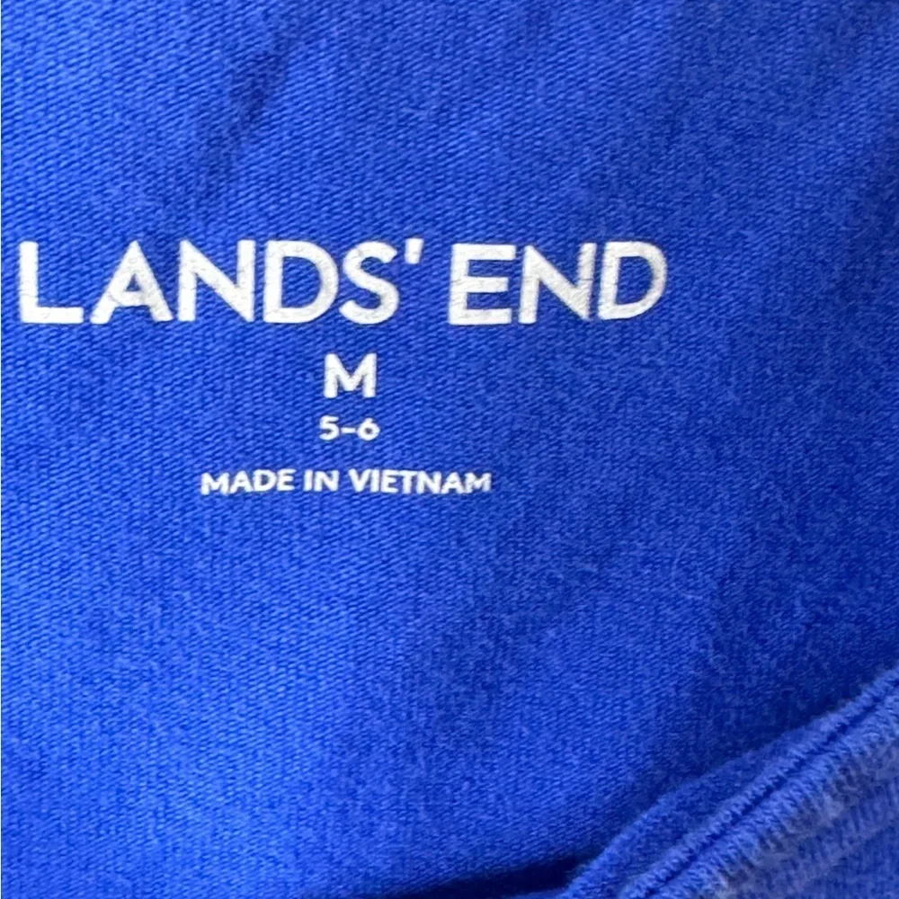 Lands End Blue Tropical Dress. Size 5/6. Tropical Vibrant Blue. Elastic Waist